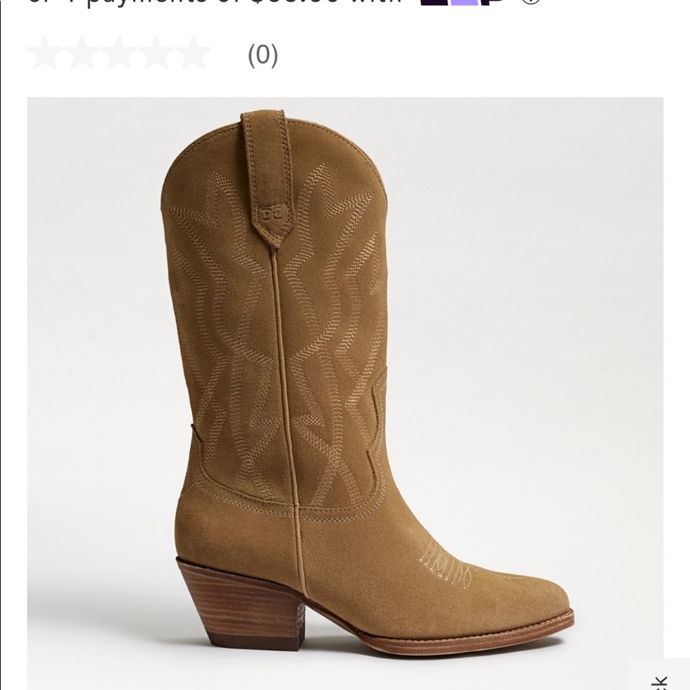 Brand New size 7 Sam Edelman Fuller Western Boot in Sand Suede